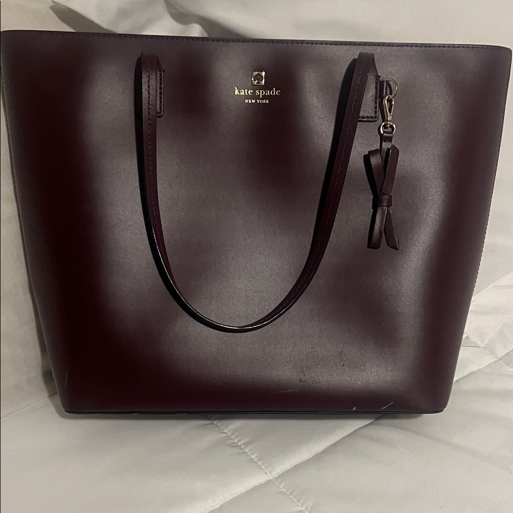 kate spade Leather Tote in Deep Burgundy